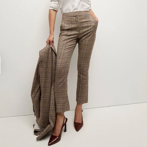 Betabrand Stretch Trouser Yoga Plaid Pants with Ankle Zippers Brown SZ MEDIUM P - Picture 1 of 16